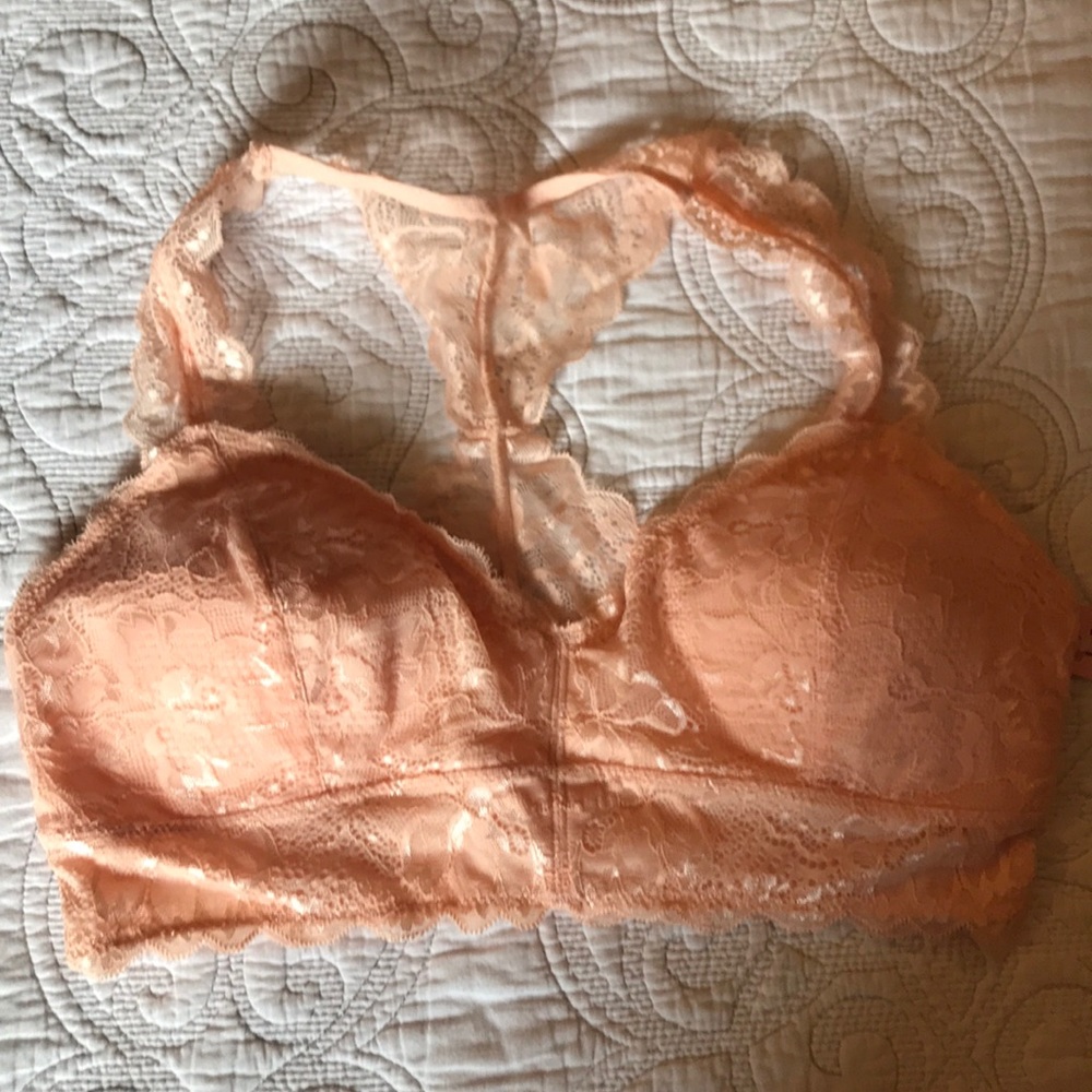 Peach lace bra